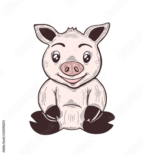 Pig. freehand drawing. Eps 8