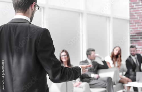 businessman holds a working meeting with the business team.