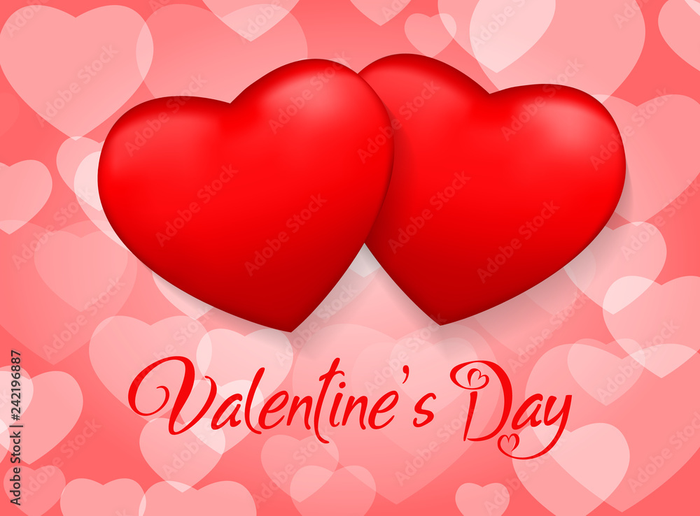 Valentines Happy day background with heart shaped, a big red heart. Vector illustration