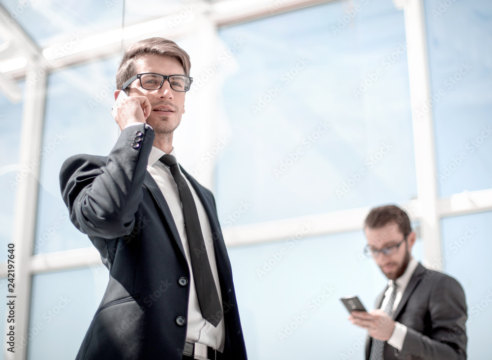 modern businessman talking on a mobile phone
