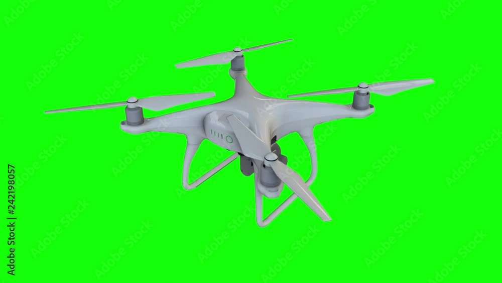 Remote Control Air Drone Dron Flying with action camera. Isolated on Green Screen Background. 3D rendering Remote Control Air Drone Dron Flying with action camera. Isolated on Green Screen Background. 3D rendering
