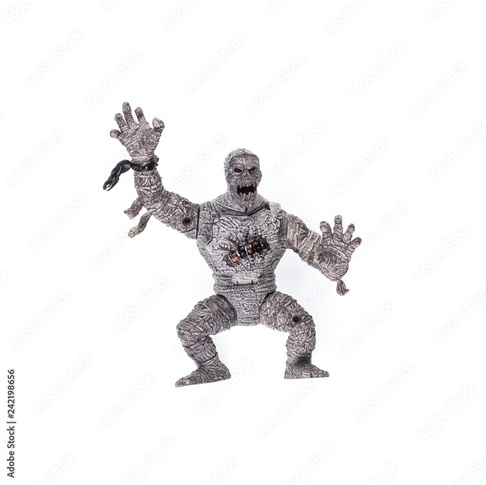 monster mummy toy on a white background