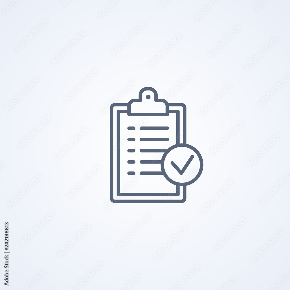 Tablet checklist, vector best gray line icon Tablet checklist, vector best gray line icon