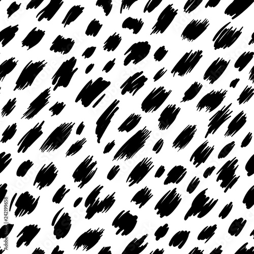 Black and white abstract seamless pattern with spots. Can be used for textile, wallpaper, wrapping paper, greeting card background, phone case print. Doodle graphic vector illustration.