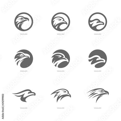 Set of Eagle logo design template vector. Head Eagle concept icon