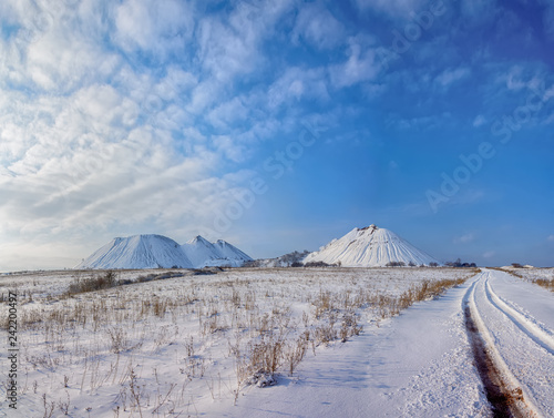 Snow-covered road in the steppe between Donetsk and Makeyevka 2 photo