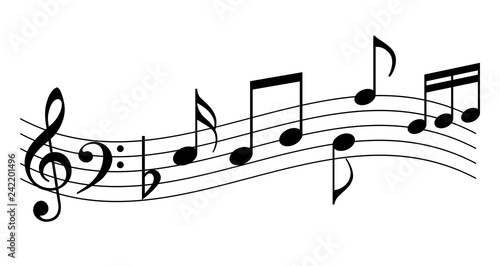 Waving music notes vector icon