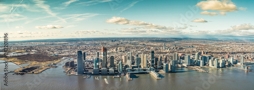 Skyline Jersey City in the U.S. state of New Jersey - aerial panoramic view 