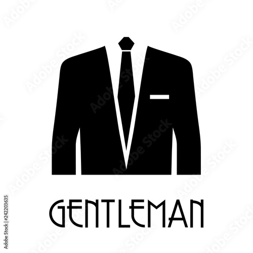 Logotipo con texto GENTLEMAN con chaqueta con corbata en color negro