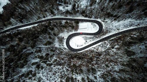 Pass Road with Red Car