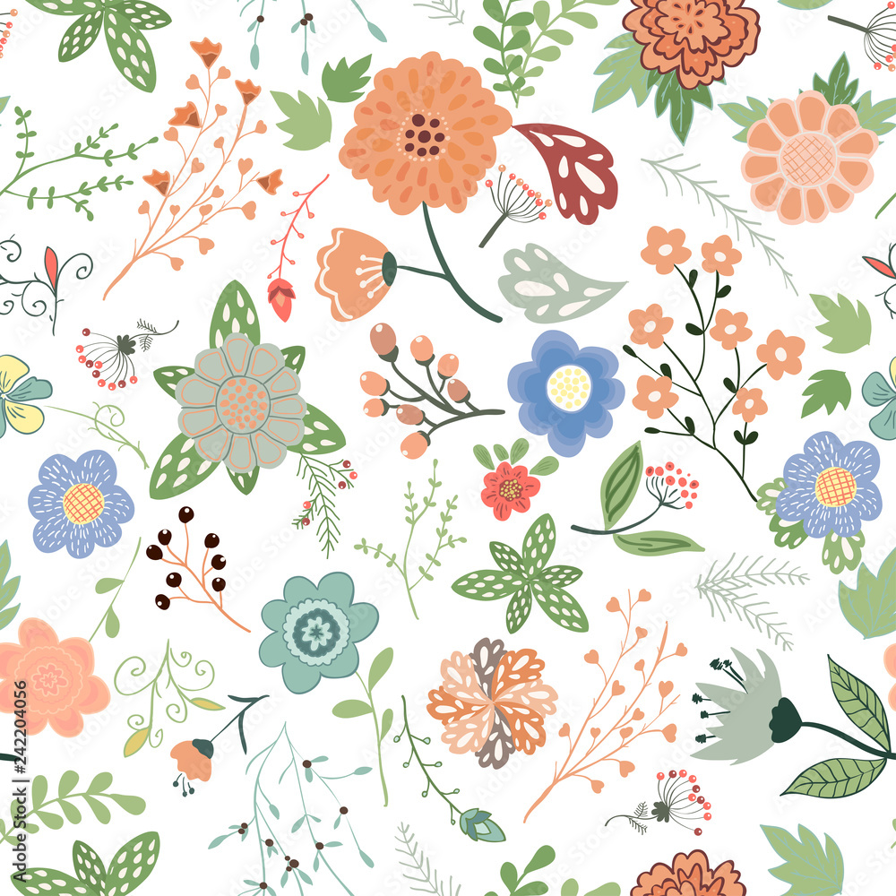 Handdrown seamless floral pattern . Flower vector illustration. Handdrown seamless floral pattern . Flower vector illustration.