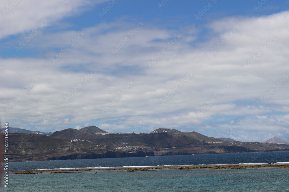 panoramic view of mediterranean sea and mountains