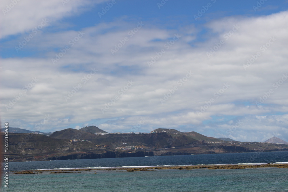 panoramic view of mediterranean sea and mountains panoramic view of mediterranean sea and mountains
