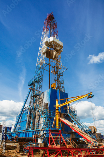 Drilling rig in oil field for drilled into subsurface in order to produced crude. Petroleum Industry