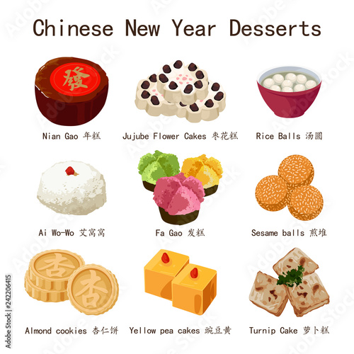Chinese New Year Desserts Illustration