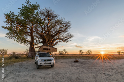 A remote campsite in the Makgadigadi Pans in Botswana photo