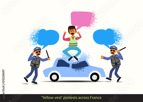 Yellow vest protests across France. protester crashed the car