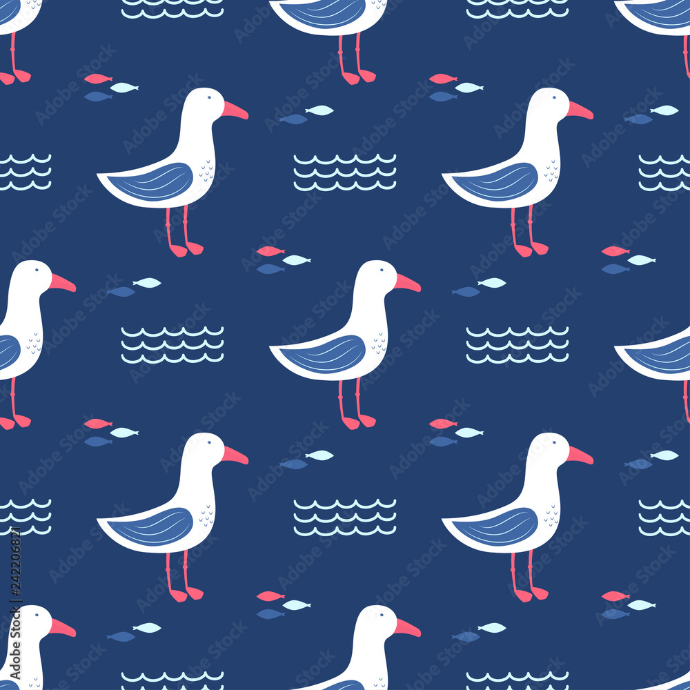 Fototapeta premium seamless pattern gull