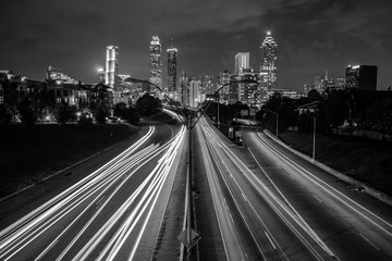 Tuinposter Zwart wit Skyline Atlanta in zwart-wit  © Roman