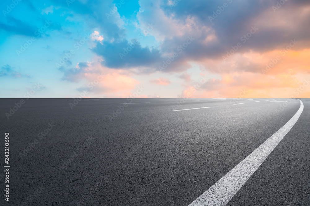 Naklejka premium Air highway asphalt road and beautiful sky scenery