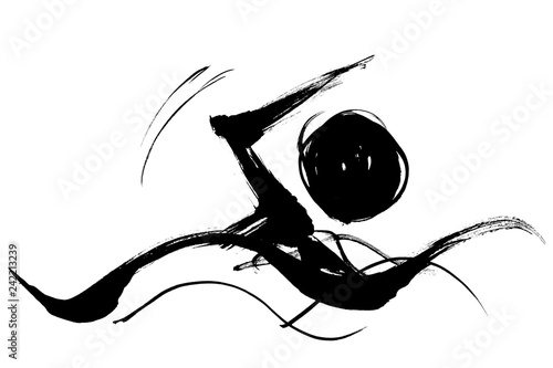 筆絵　水泳のシルエット