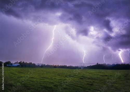 lightning over field