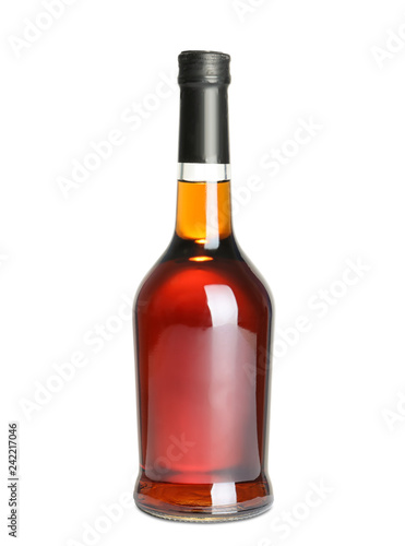 Bottle of scotch whiskey on white background