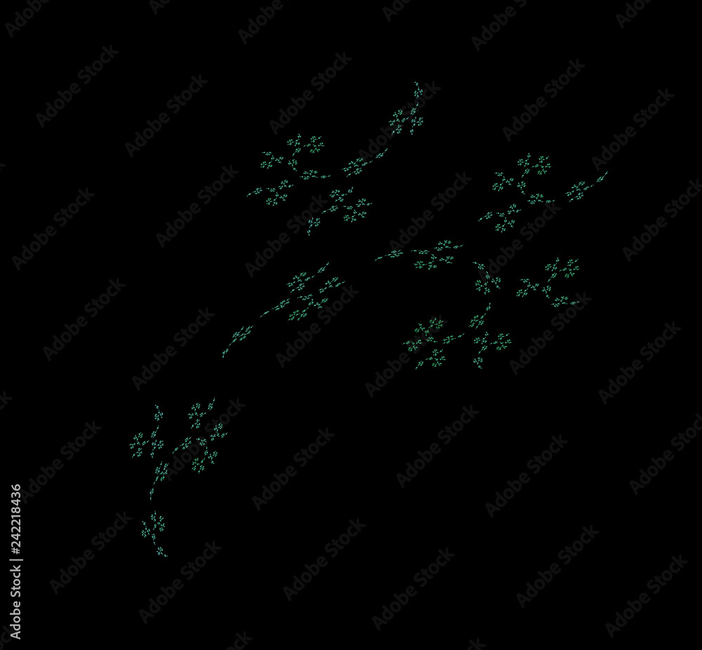 Obraz premium Ufo green fractal pattern background. Fantasy fractal texture. Digital art. 3D rendering. Computer generated image.
