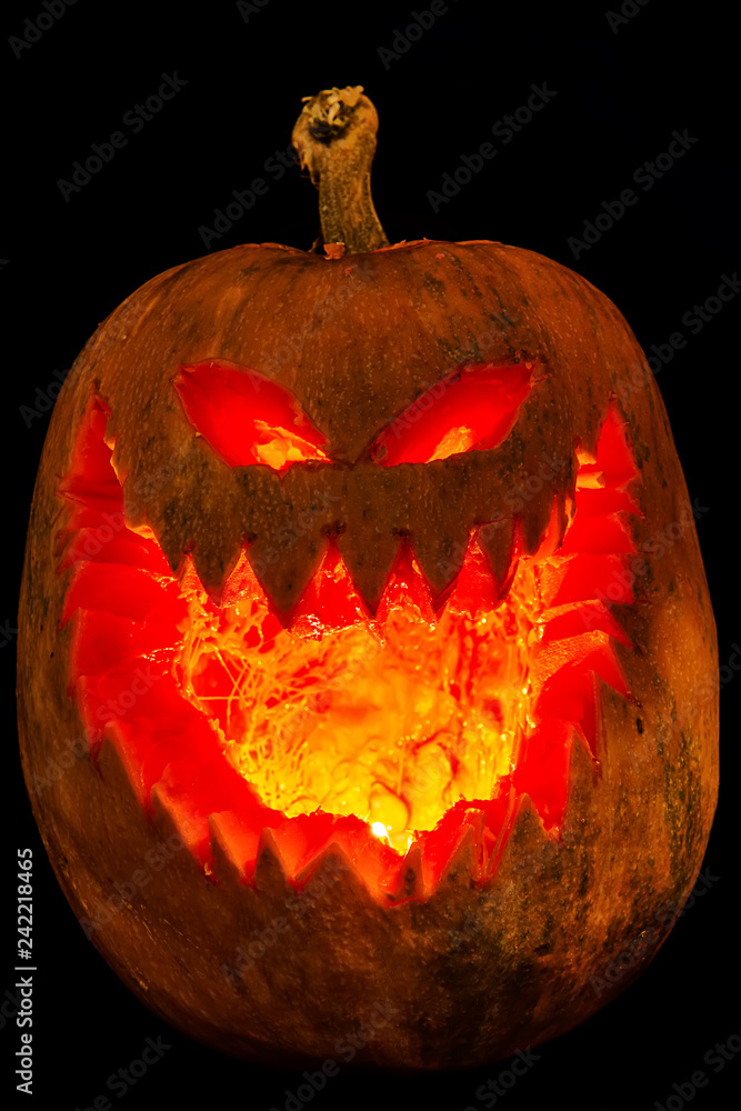 Naklejka premium Halloween pumpkin Jack O'Lantern head