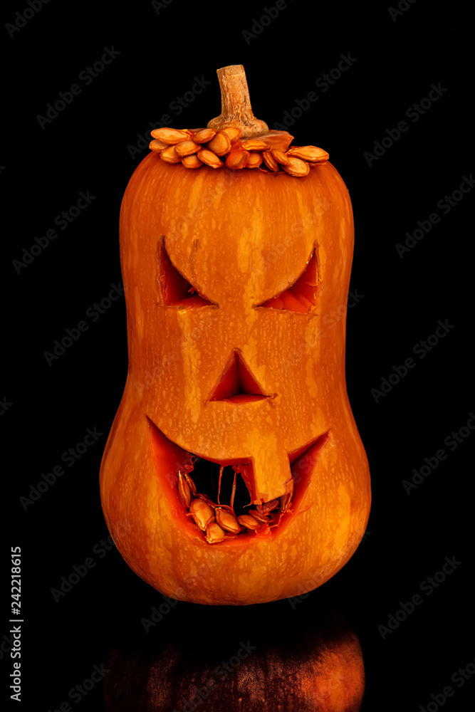 Naklejka premium Halloween pumpkin Jack O'Lantern head