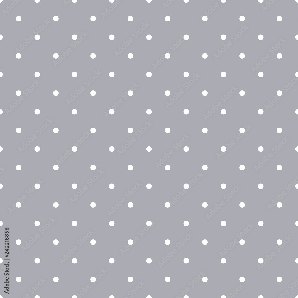 Gray and White Polka Dots Seamless Pattern - Classic white polka dots on trendy gray background seamless pattern