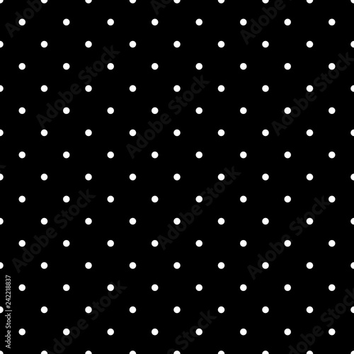Black and White Polka Dots Seamless Pattern - Classic white polka dots on black background seamless pattern