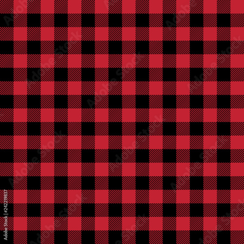 Red and Black Buffalo Plaid Seamless Pattern - Classic buffalo style plaid design