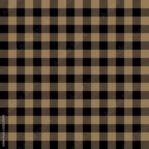 Tan and Black Buffalo Plaid Seamless Pattern - Classic buffalo style plaid design