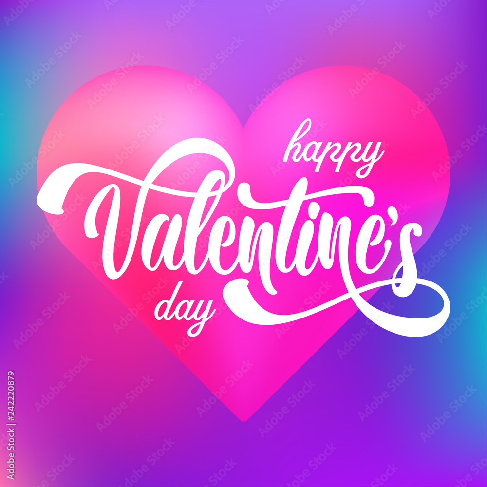 happy valentines day card. 3D heart. Love design. Gift  card.  Vector Illustration. 