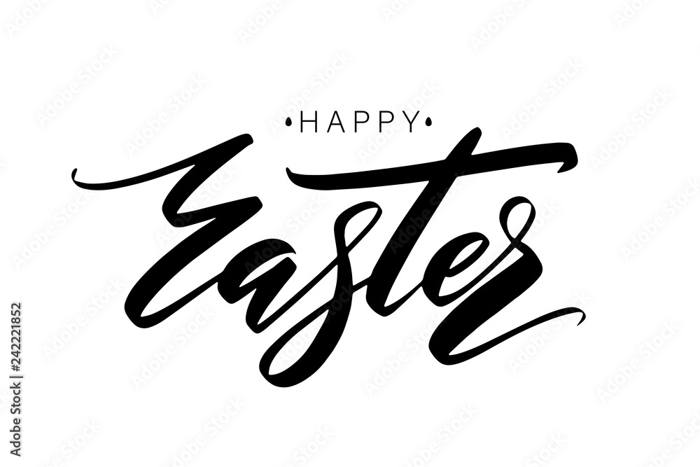Happy Easter modern brush calligraphy. Ink illustration. Isolated on white background. Happy Easter modern brush calligraphy. Ink illustration. Isolated on white background.