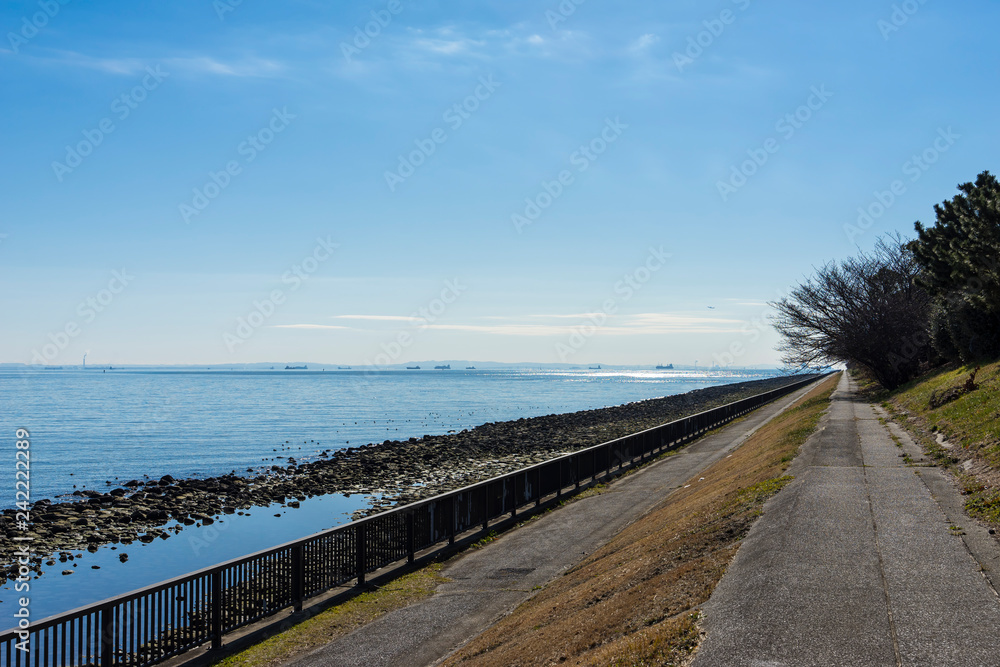 新木場緑道公園から望む東京湾