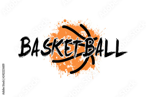 Inscription basketball on the background basketball ball