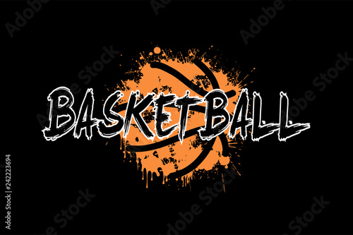 Inscription basketball on the background basketball ball