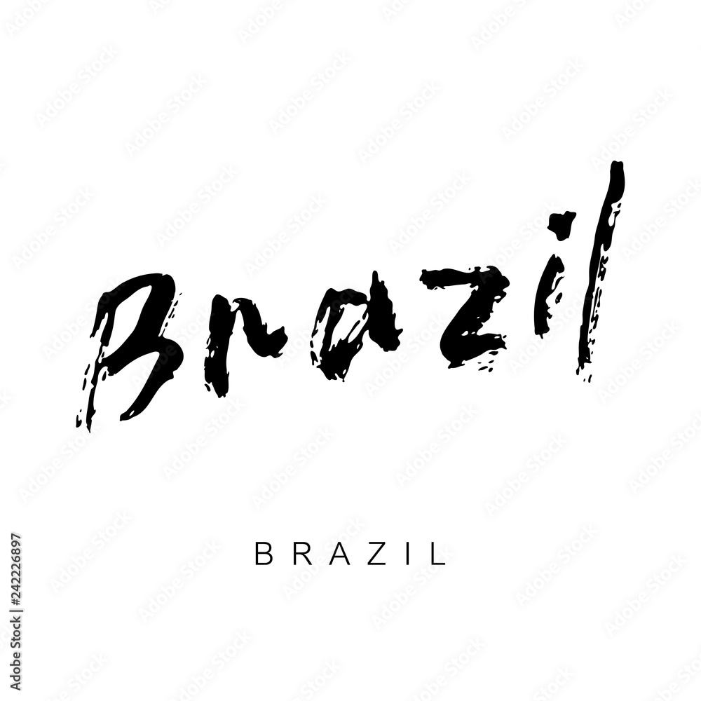Brazil hand drawn lettering calligraphy. Modern brush ink. Brazil hand drawn vector illustration. Isolated on white background. Brazil hand drawn lettering calligraphy. Modern brush ink. Brazil hand drawn vector illustration. Isolated on white background.