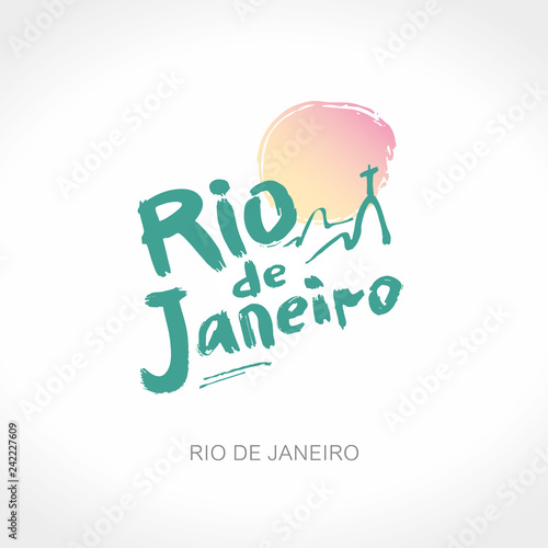 Rio de Janeiro hand drawn lettering calligraphy. Modern brush ink. Brazil hand drawn vector illustration. Isolated on white background.