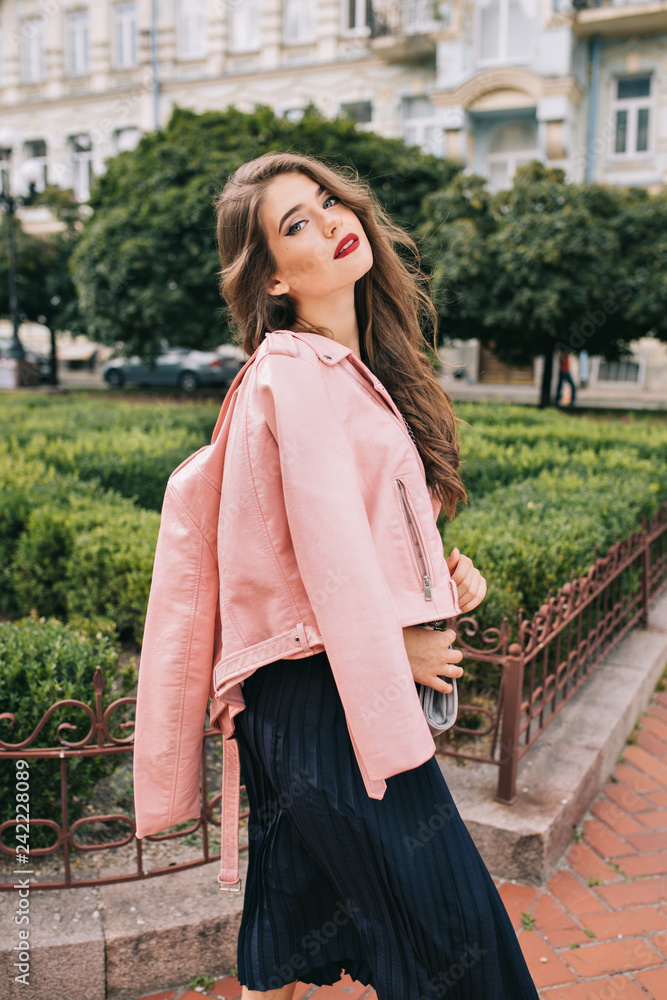 Black dress pink sales jacket