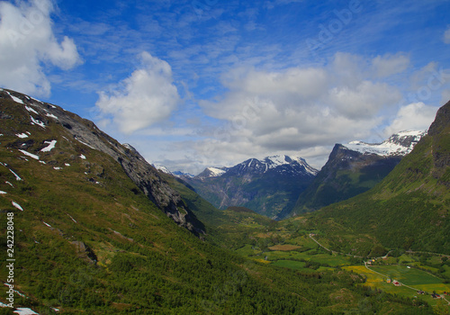 Fototapeta Naklejka Na Ścianę i Meble -  Mountain road, way to Dalsnibba viewpoint to Geiranger fjord,