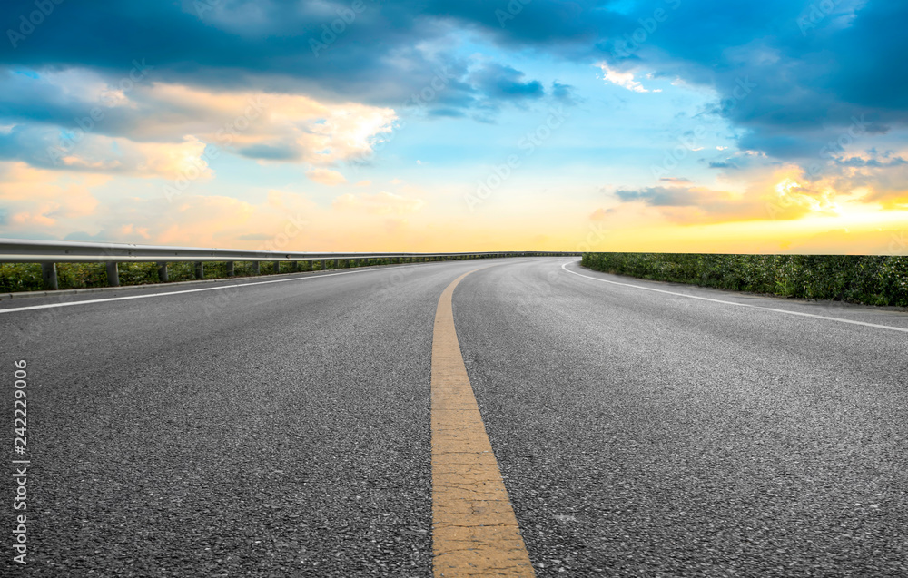 Air highway asphalt road and beautiful sky scenery