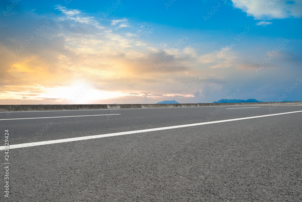 Air highway asphalt road and beautiful sky scenery