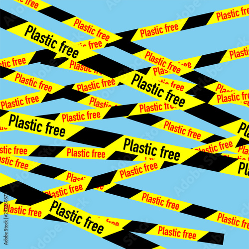 Plastic free yellow tape background. Vector illustration.