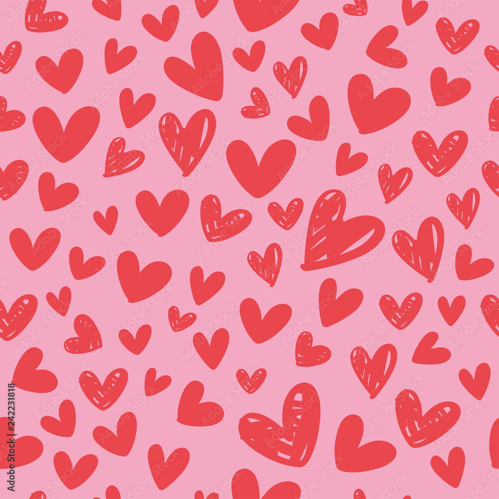 Heart seamless pattern for Valentine's day, Vector illustration