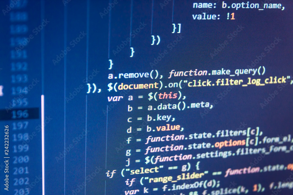 Developing HTML and technology. Hacker background. Software data ... image.