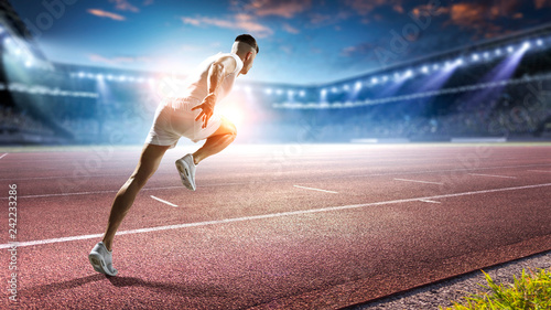 Sportsman running track. Mixed media © Sergey Nivens