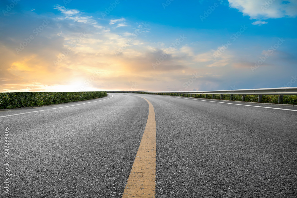 Air highway asphalt road and beautiful sky scenery